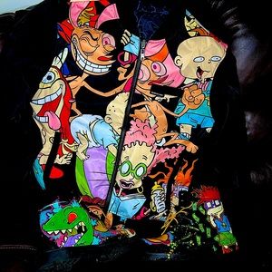 Custom Nickelodeon jacket (Large) and custom timberlands (10) great condition